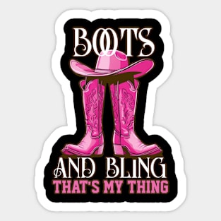 Country Cowgirl Pink Boots and Bling Sticker